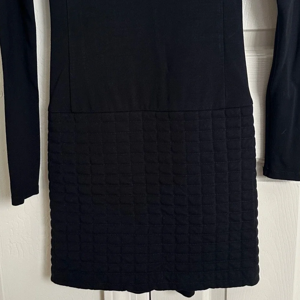 Theory Black Long Sleeve Quilted Mini Dress -‎ Size XS